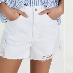 Womens DL1961 White High-Rise Emilie Distressed DL Vintage Emilie Shorts 23